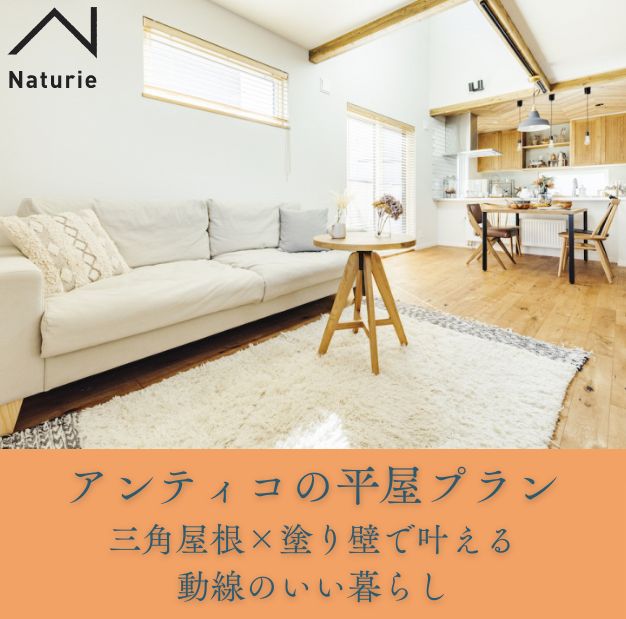 アンティコの平屋プラン｜三角屋根×塗り壁で叶える動線のいい暮らし